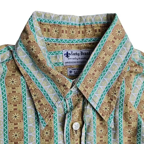 Vintage Lucky Brand Dungarees Shirt Mens Medium Stripe Long Sleeve Western 70s - Picture 4 of 12